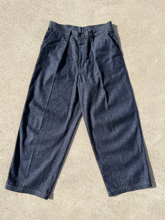 Pleated Cinch Back Denim Jeans - 9.5oz Nep Japanese Selvedge