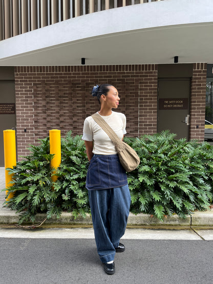 Newspaper Bag  - Khaki Sateen Twill