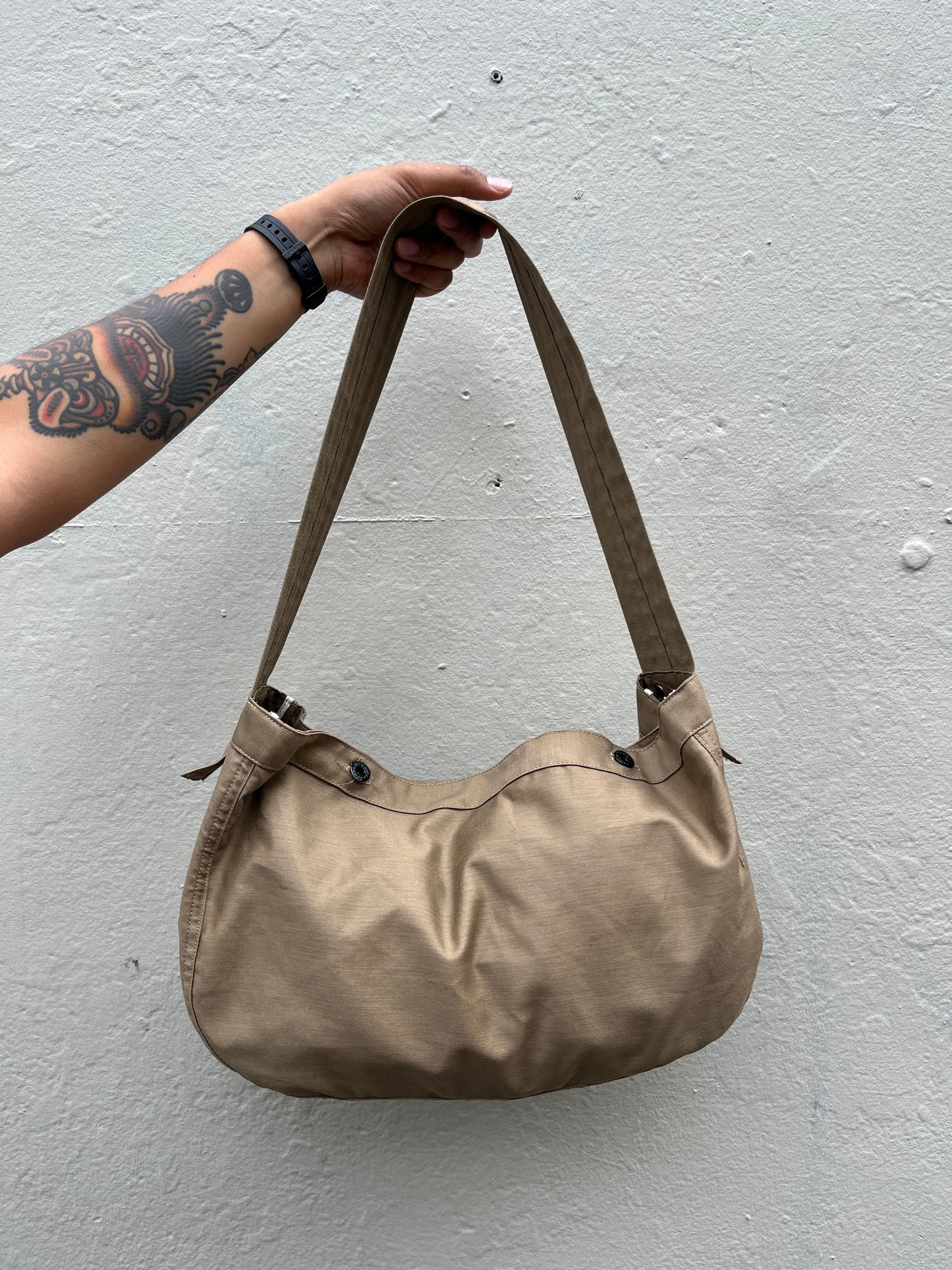 Newspaper Bag  - Khaki Sateen Twill