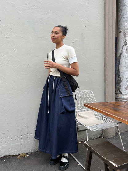 Pleated Pocket Skirt - Japanese Denim