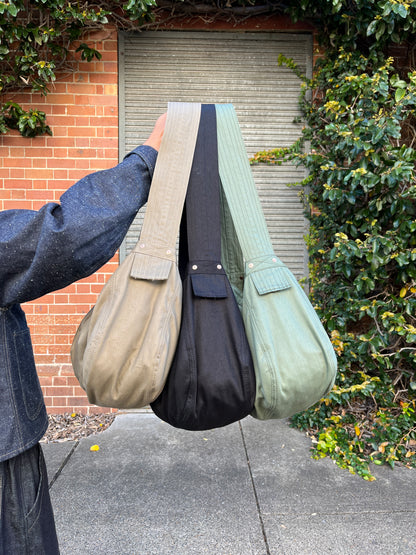 Newspaper Bag  - Khaki Sateen Twill