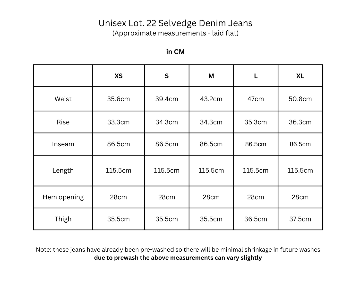 Lot. 22 Unisex Selvedge Denim Jeans