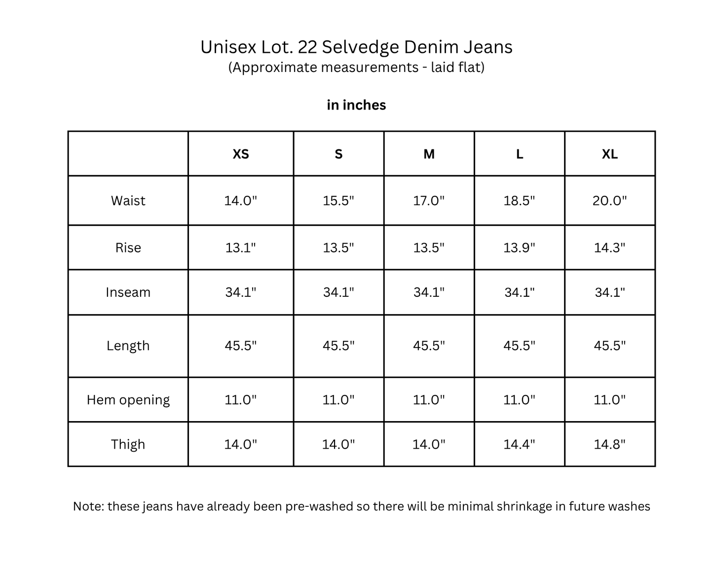 Lot. 22 Unisex Selvedge Denim Jeans